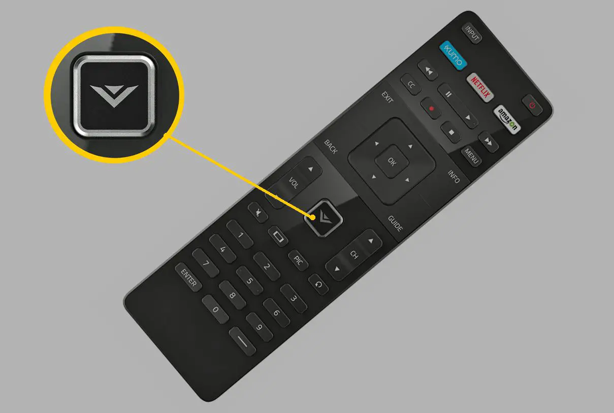 Controle remoto de TV Vizio VIA - Botão V