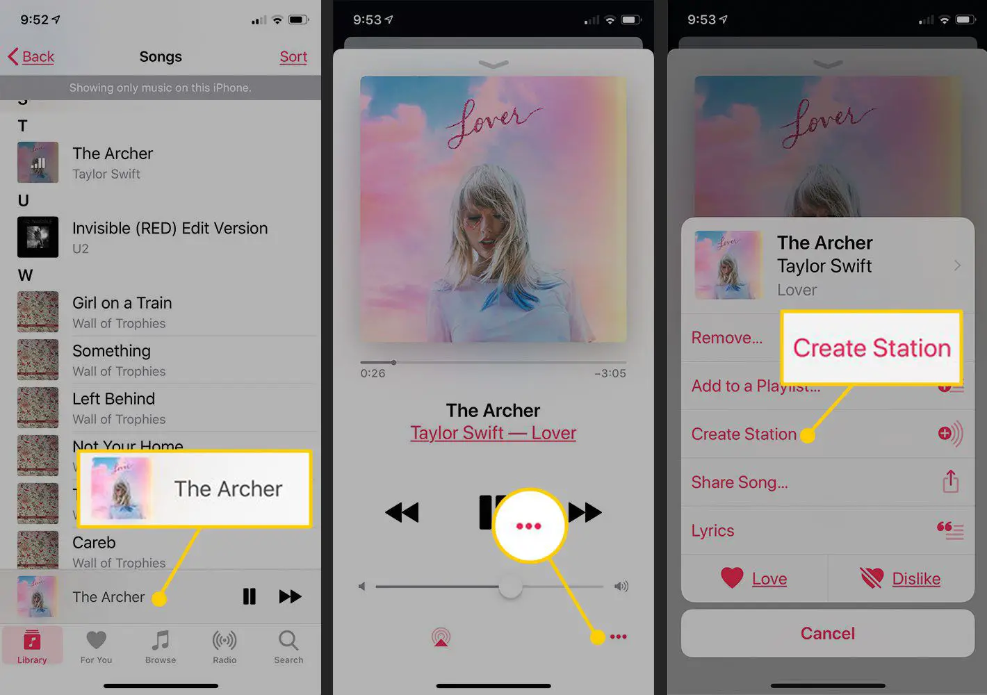 Criar estação no aplicativo Apple Music