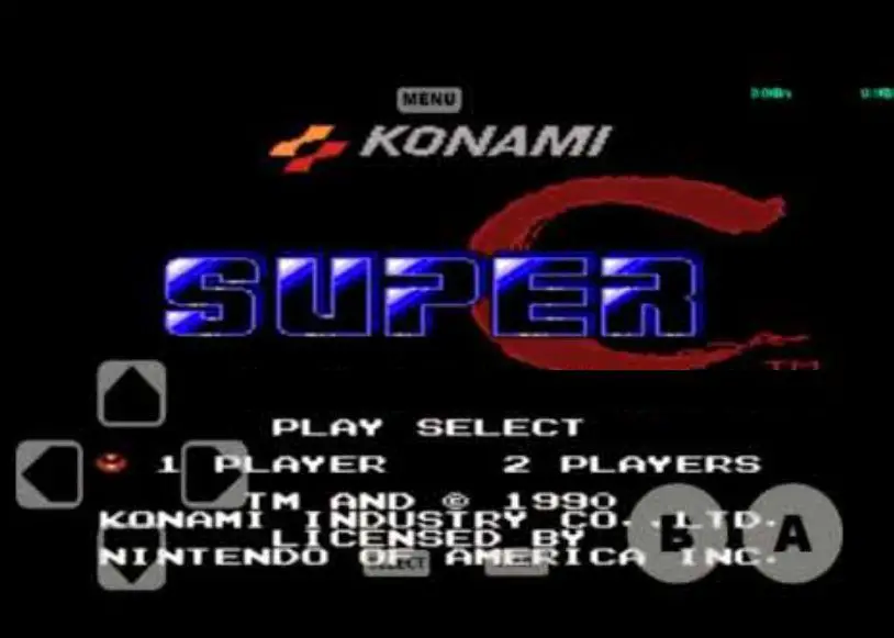Super C para NES rodando no emulador Retro 8 para Android