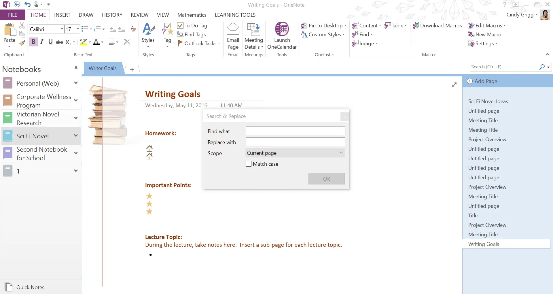 Onetastic add-in Find and Replace for OneNote