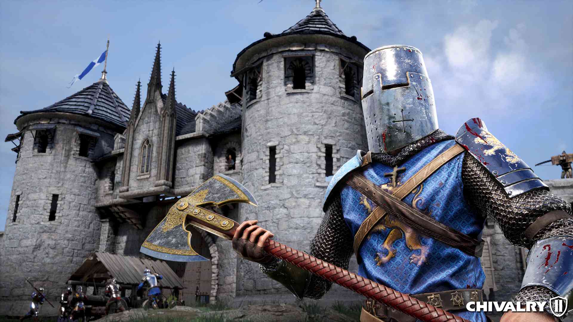 Um soldado em Chivalry 2 guardando um castelo
