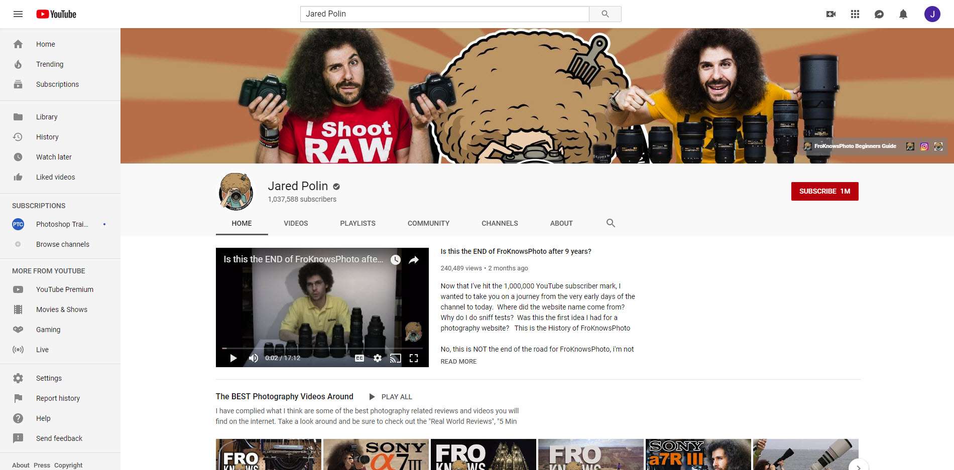YouTube - Jared Polin, canal FroKnowsPhoto