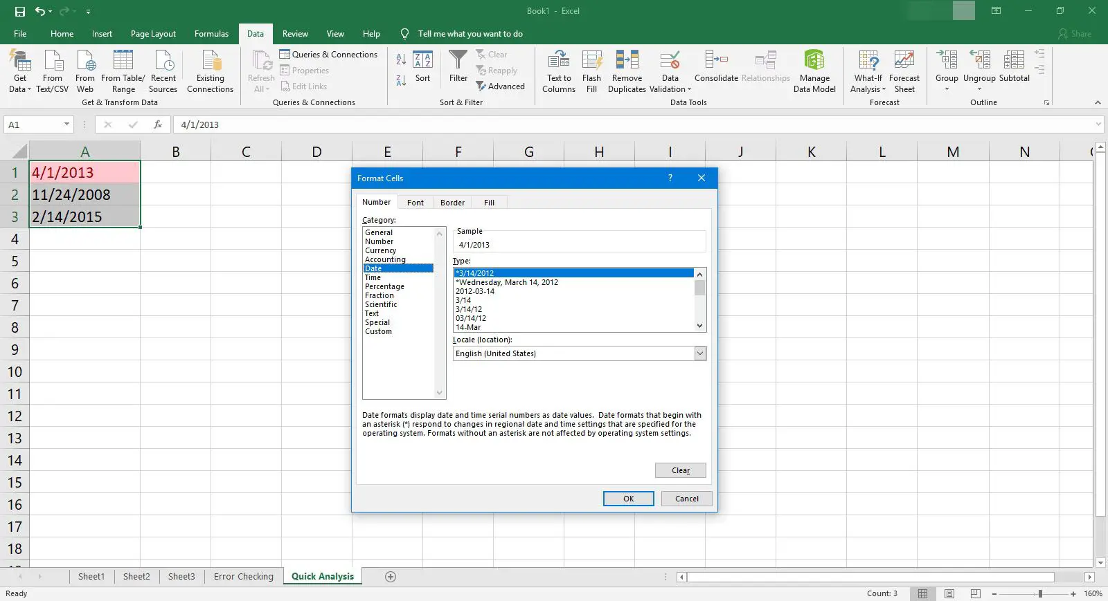 Usando Formatar Células com Análise Rápida no Excel.
