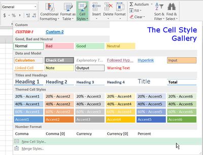 A Galeria de Estilos de Célula no Excel