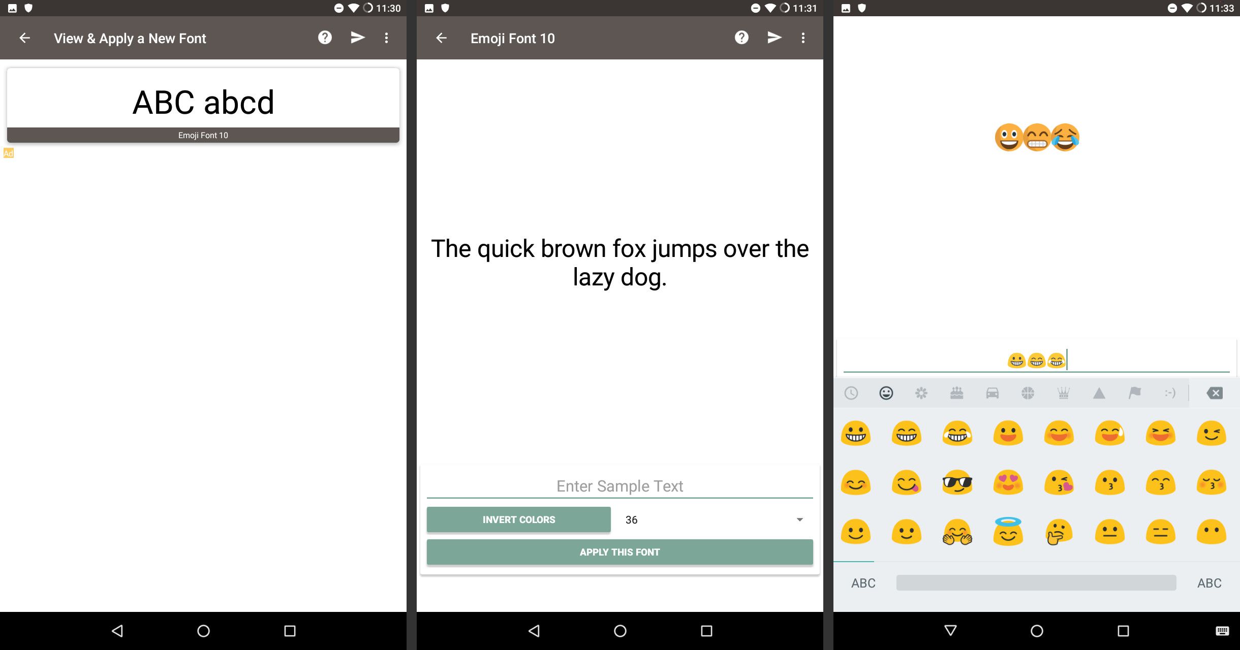 Teste a fonte de emoji no Android