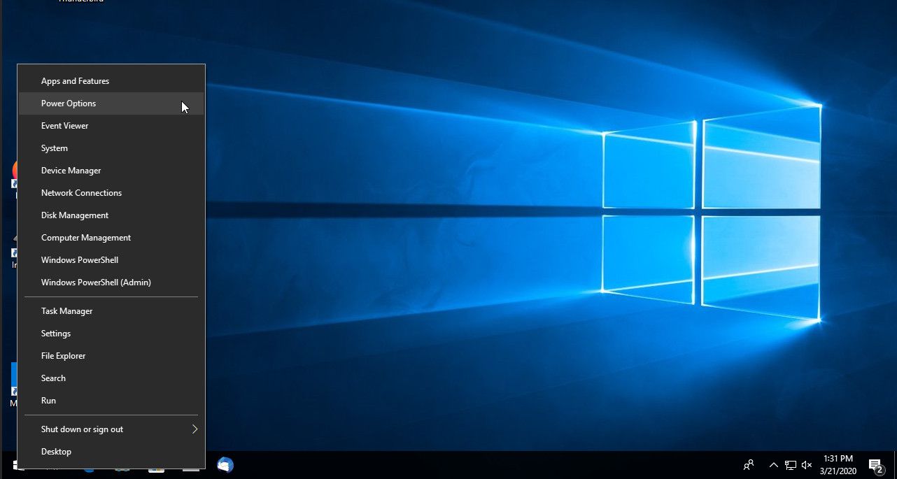 Windows 10, clique com o botão direito em iniciar