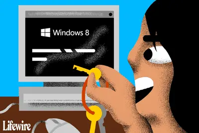 Ilustração de alguém desbloqueando uma senha do Windows 8 com uma chave literal