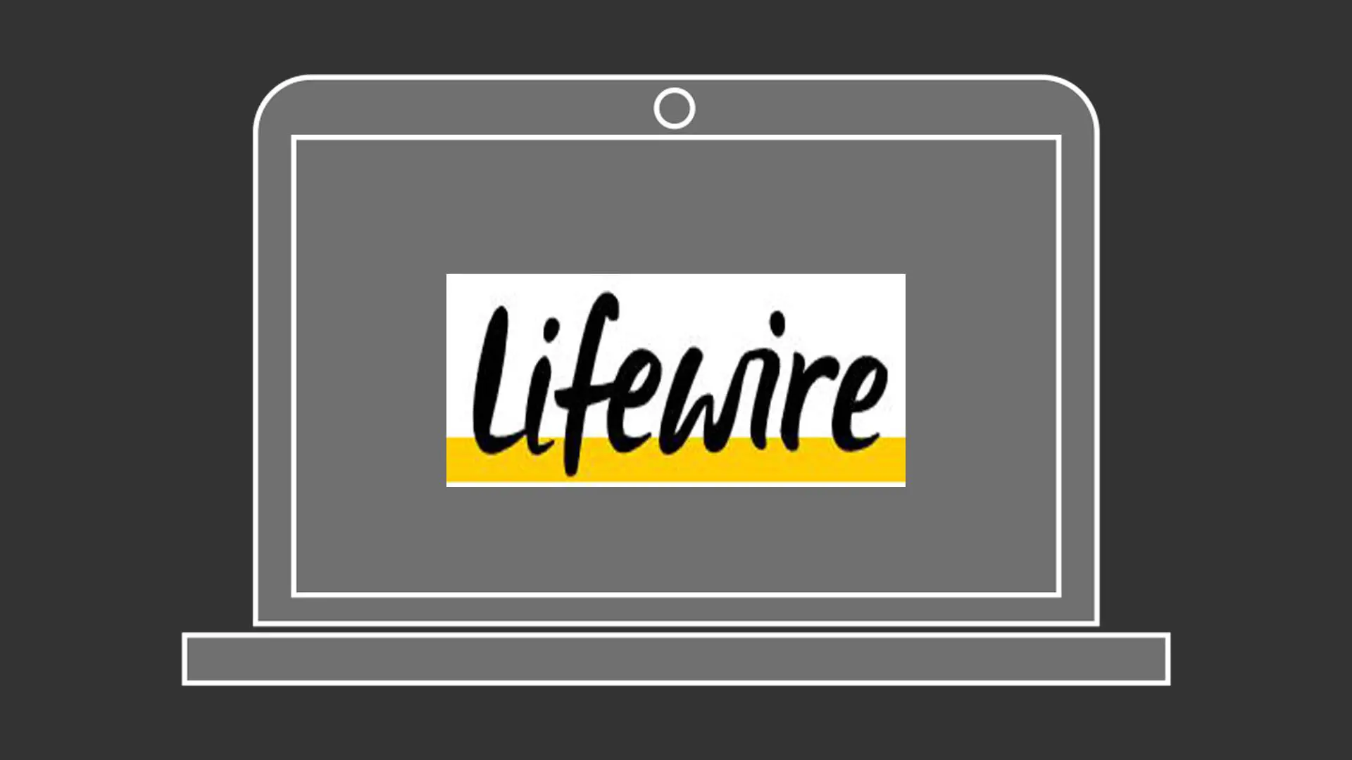 Desenho vetorial de um laptop com Lifewire na tela.