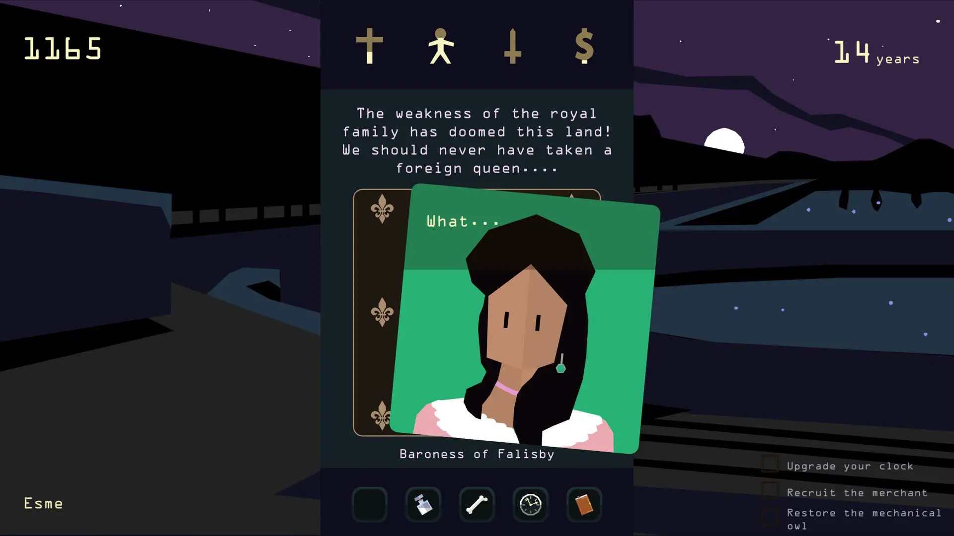 Um jogador toma uma decisão em 'Reigns: Her Majesty'