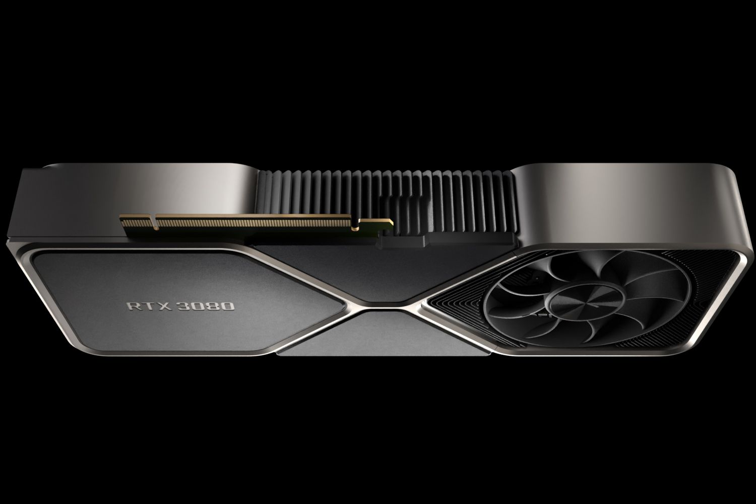 Placa gráfica Nvidia RTX 3080 em um fundo preto