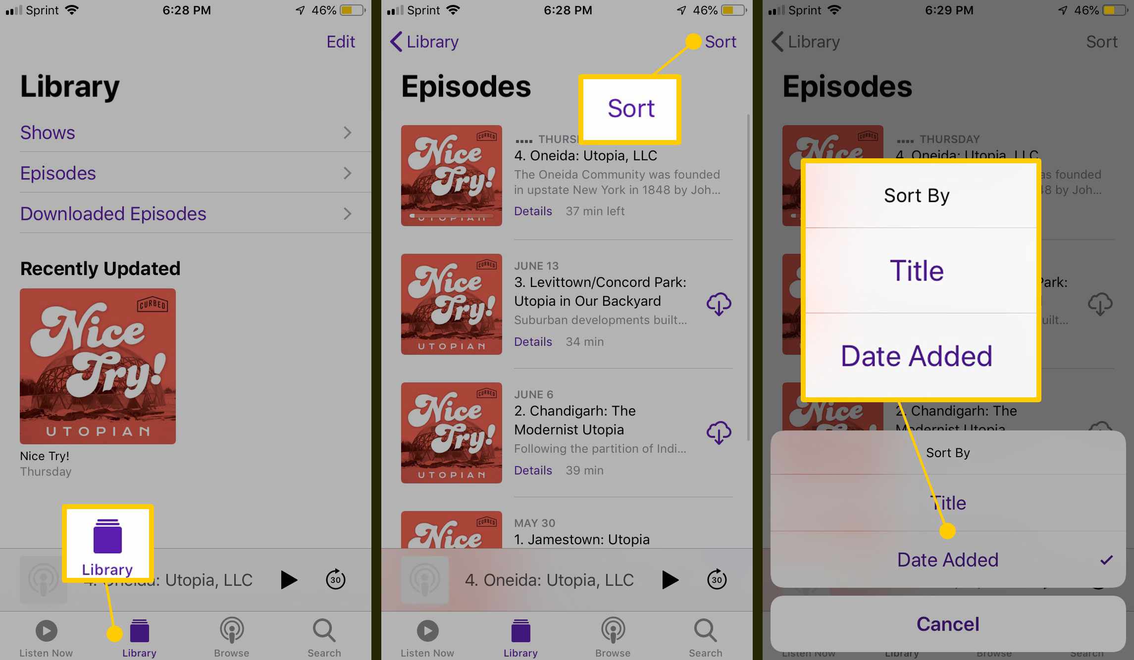 Captura de tela do aplicativo Apple Podcasts