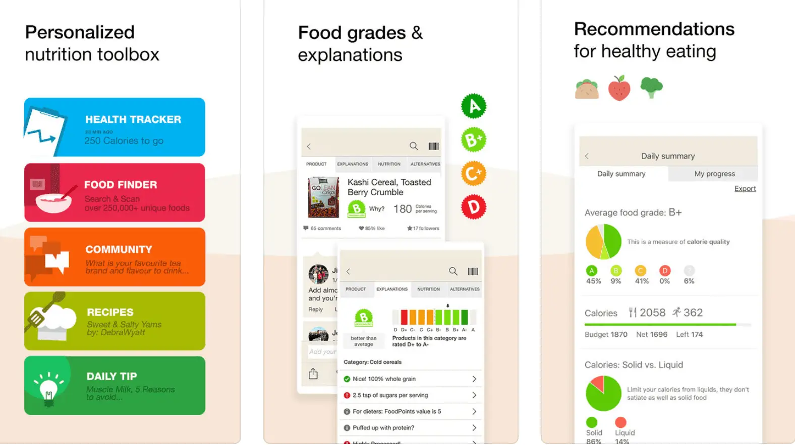 Captura de tela do aplicativo de rastreamento de alimentos Fooducate - Nutrition Tracker