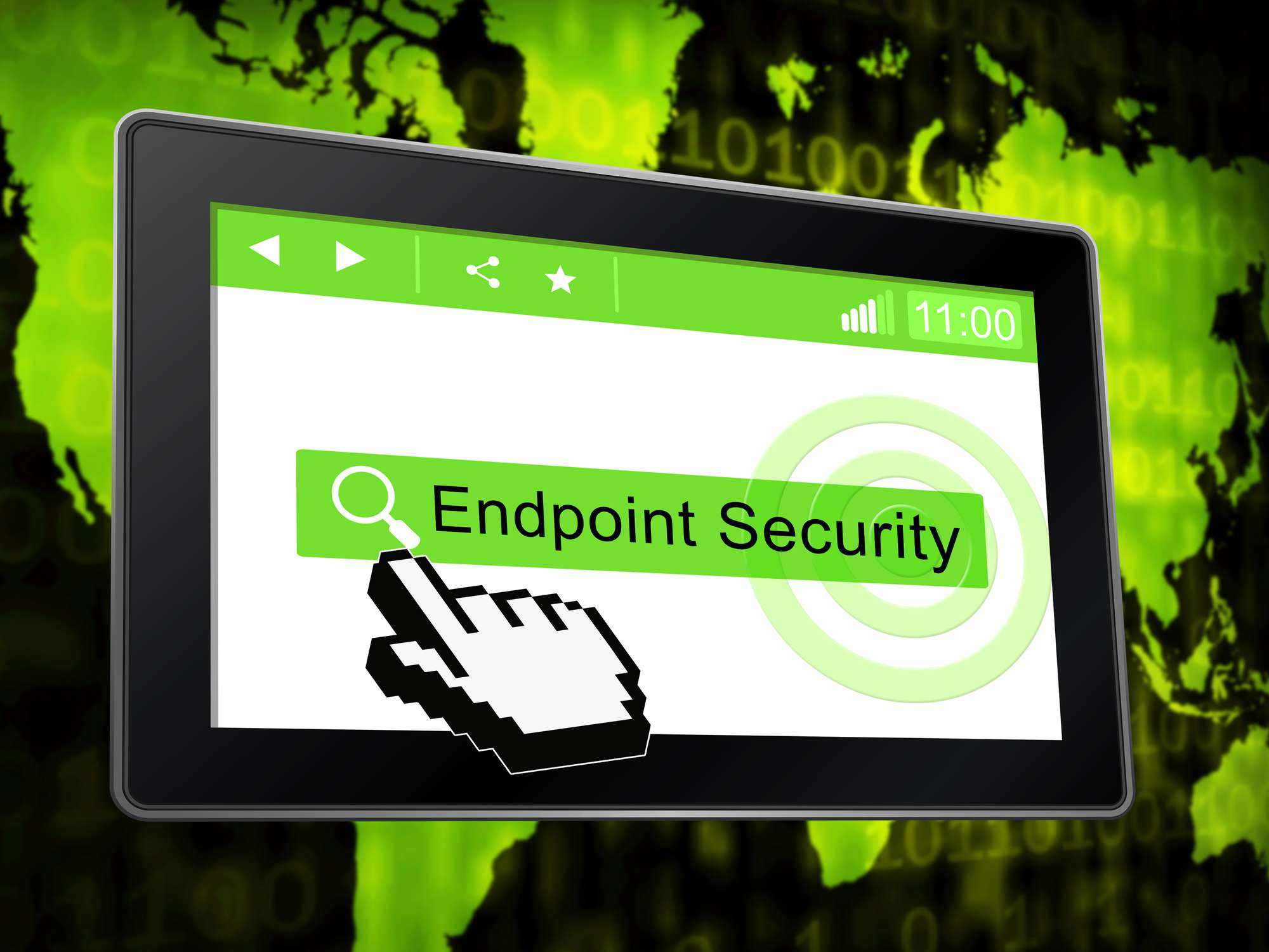 Ilustração 3D da proteção do sistema de segurança do endpoint Security