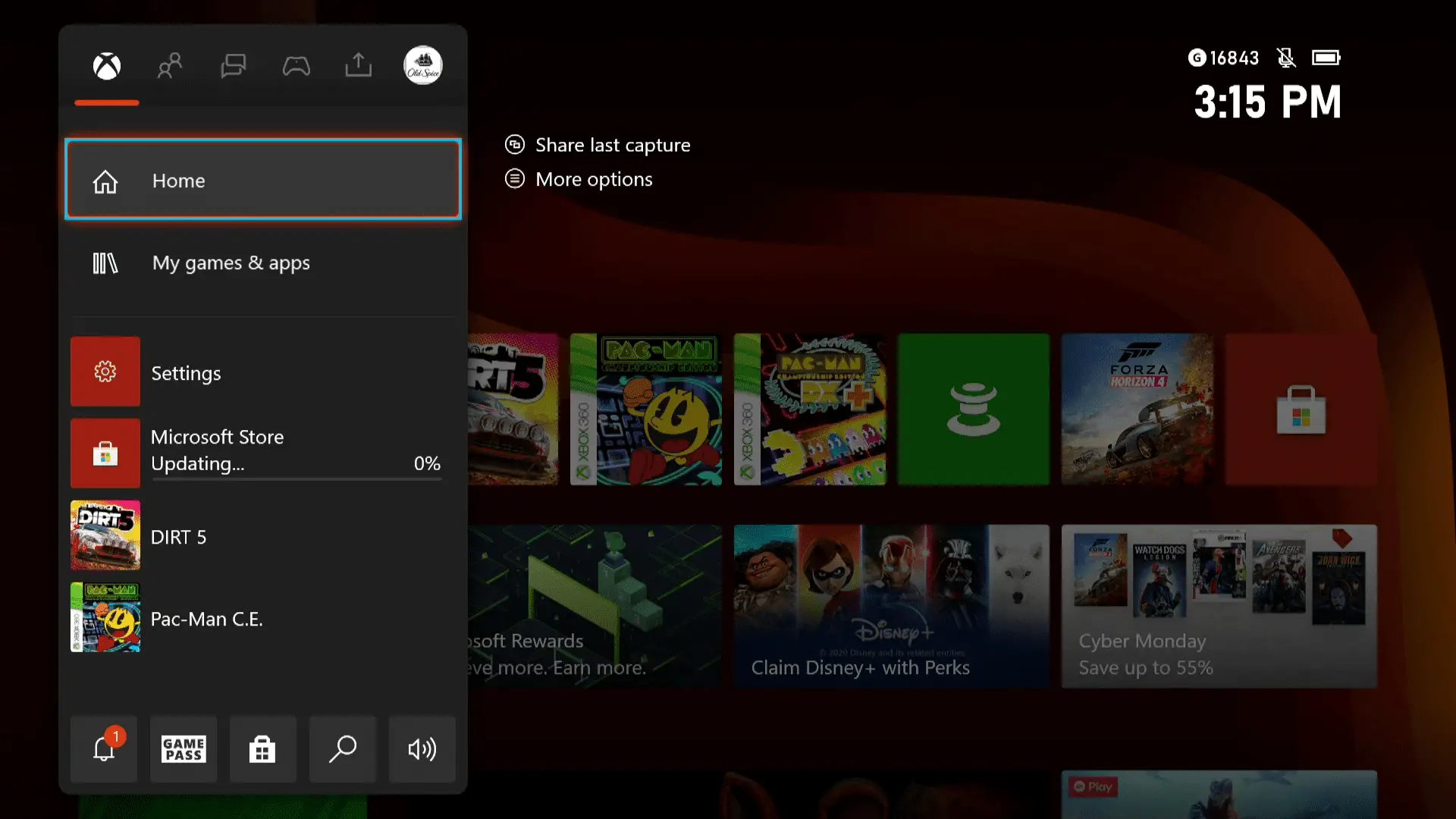 O Guia Xbox Series X | S com o narrador ligado.