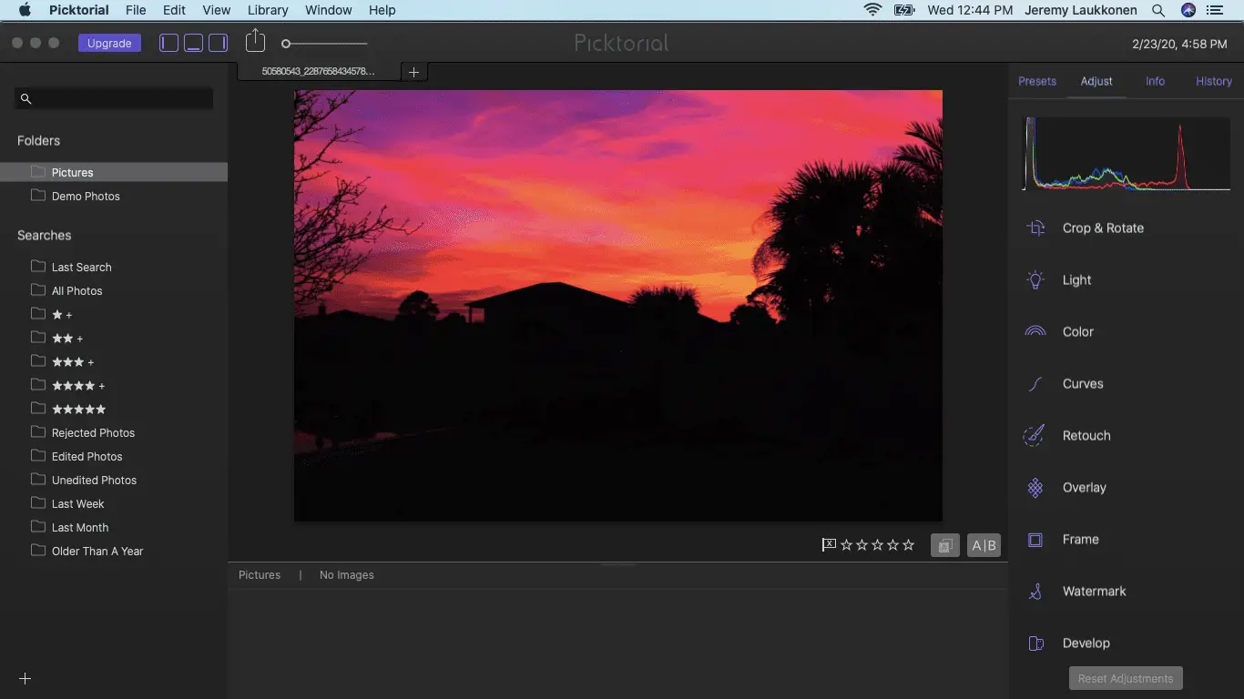Uma captura de tela do software de edição de fotos do macOS Picktorial.