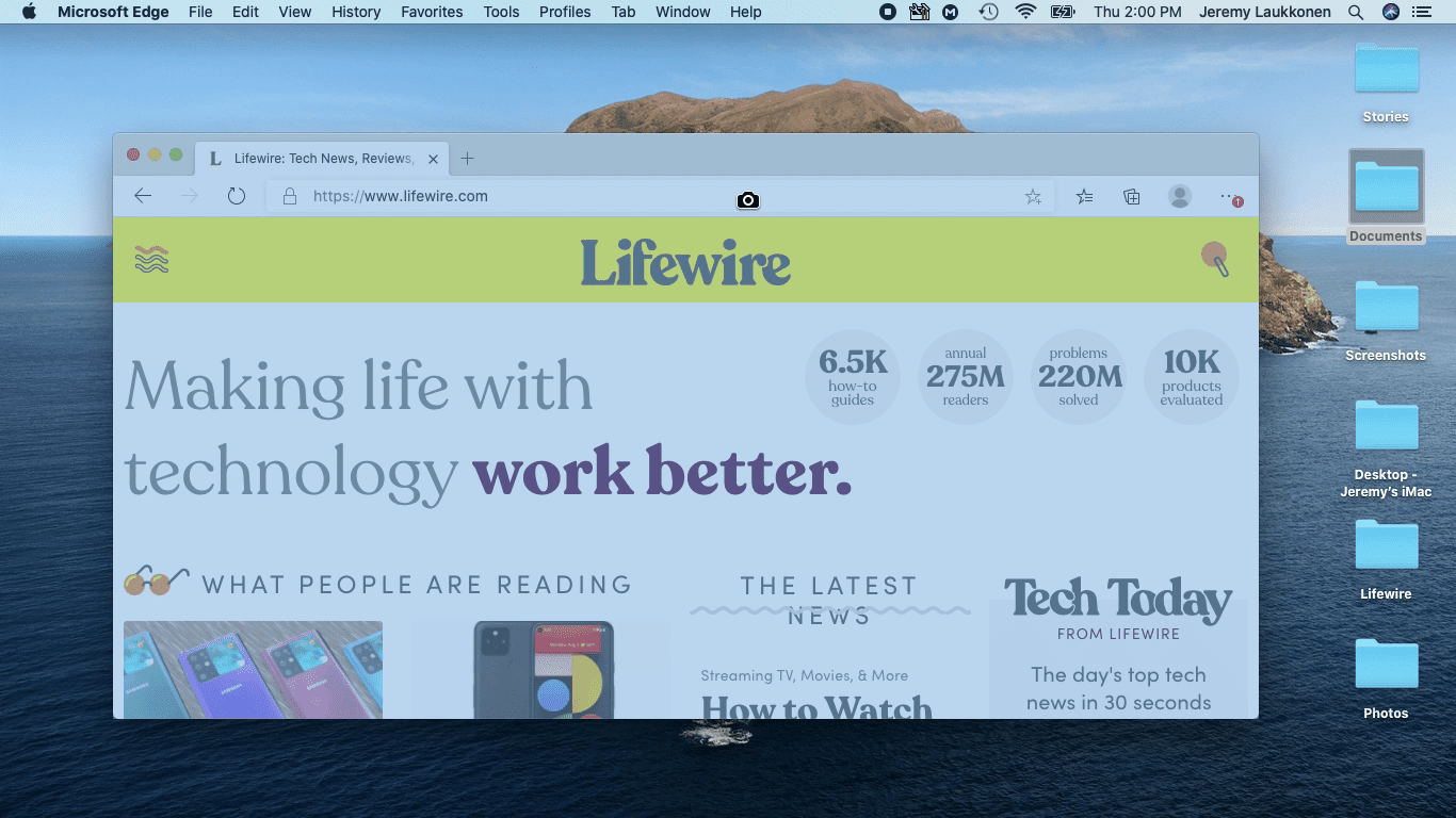 Uma captura de tela da captura de tela de uma janela no Mac.