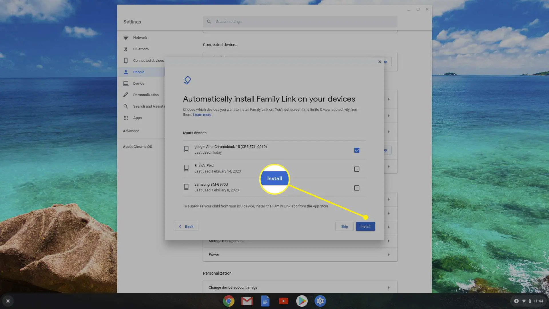 instalar family link em dispositivos que usam Chromebook