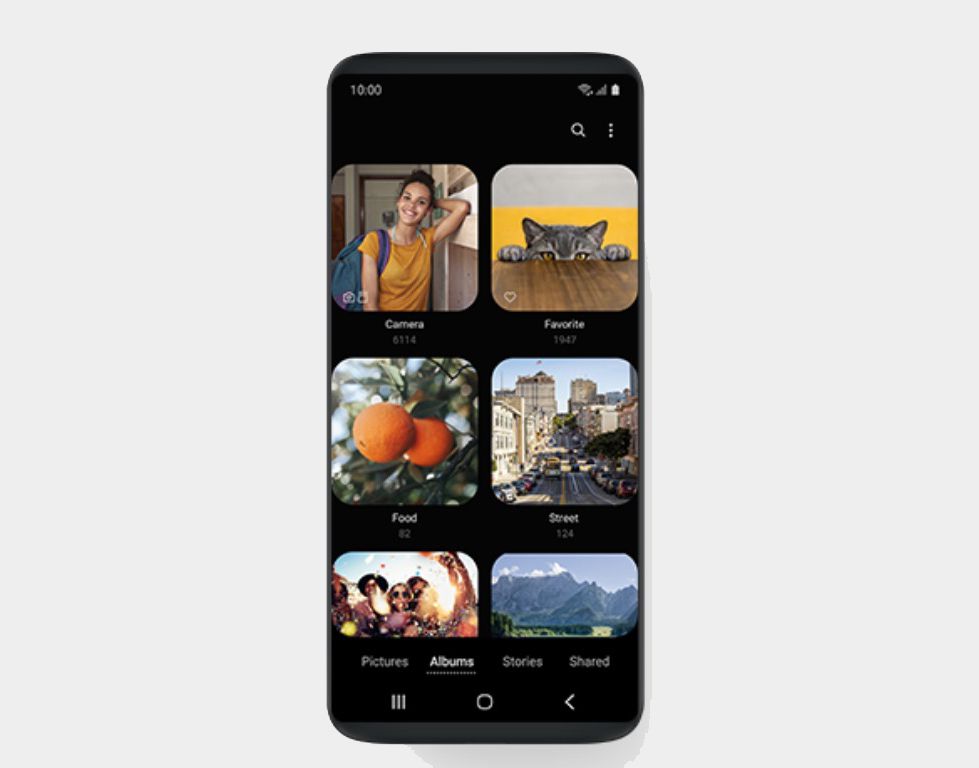 Interface do aplicativo de fotos no Samsung One UI