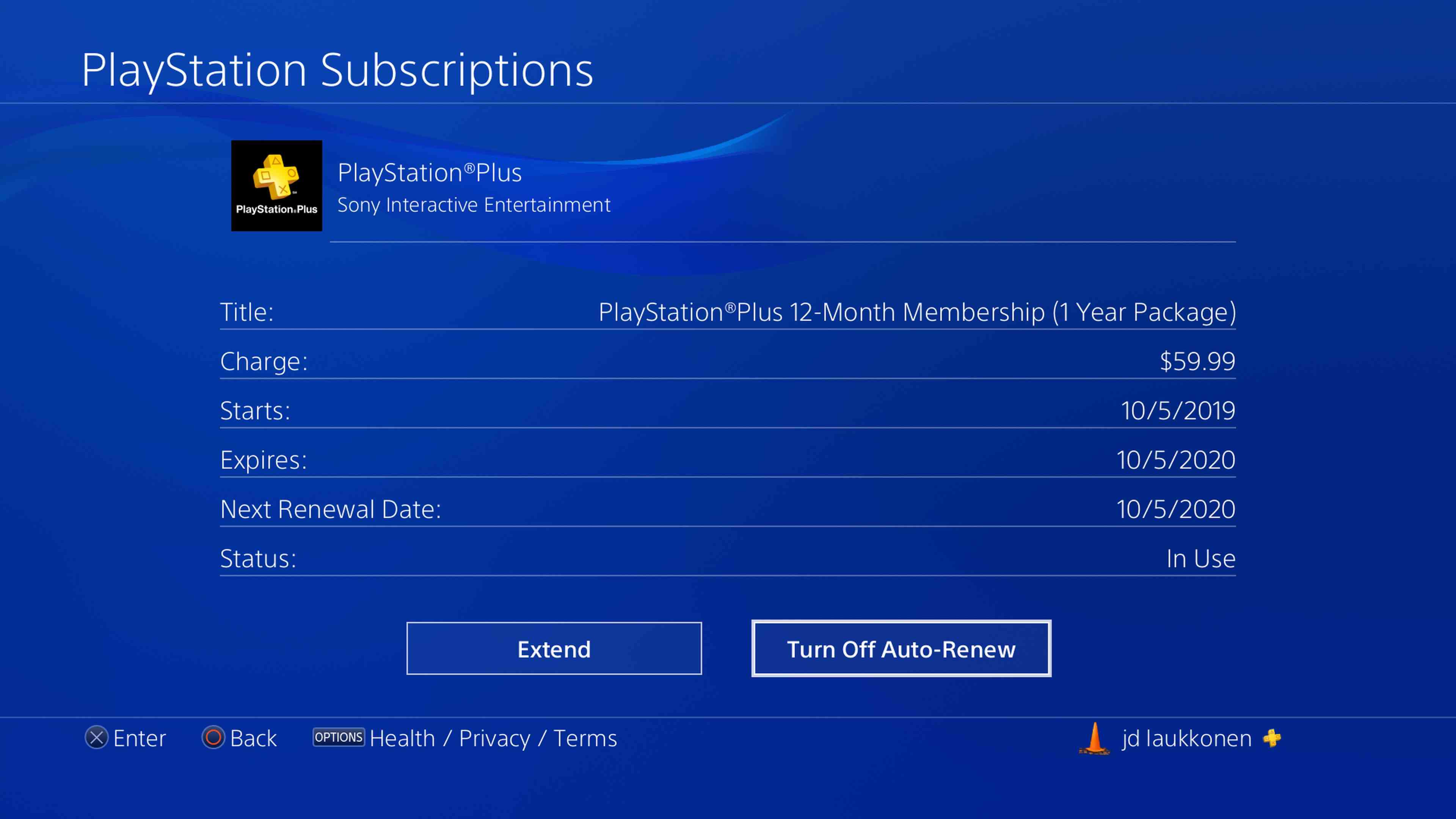 Uma captura de tela da tela de cancelamento do PS4 PS Plus.