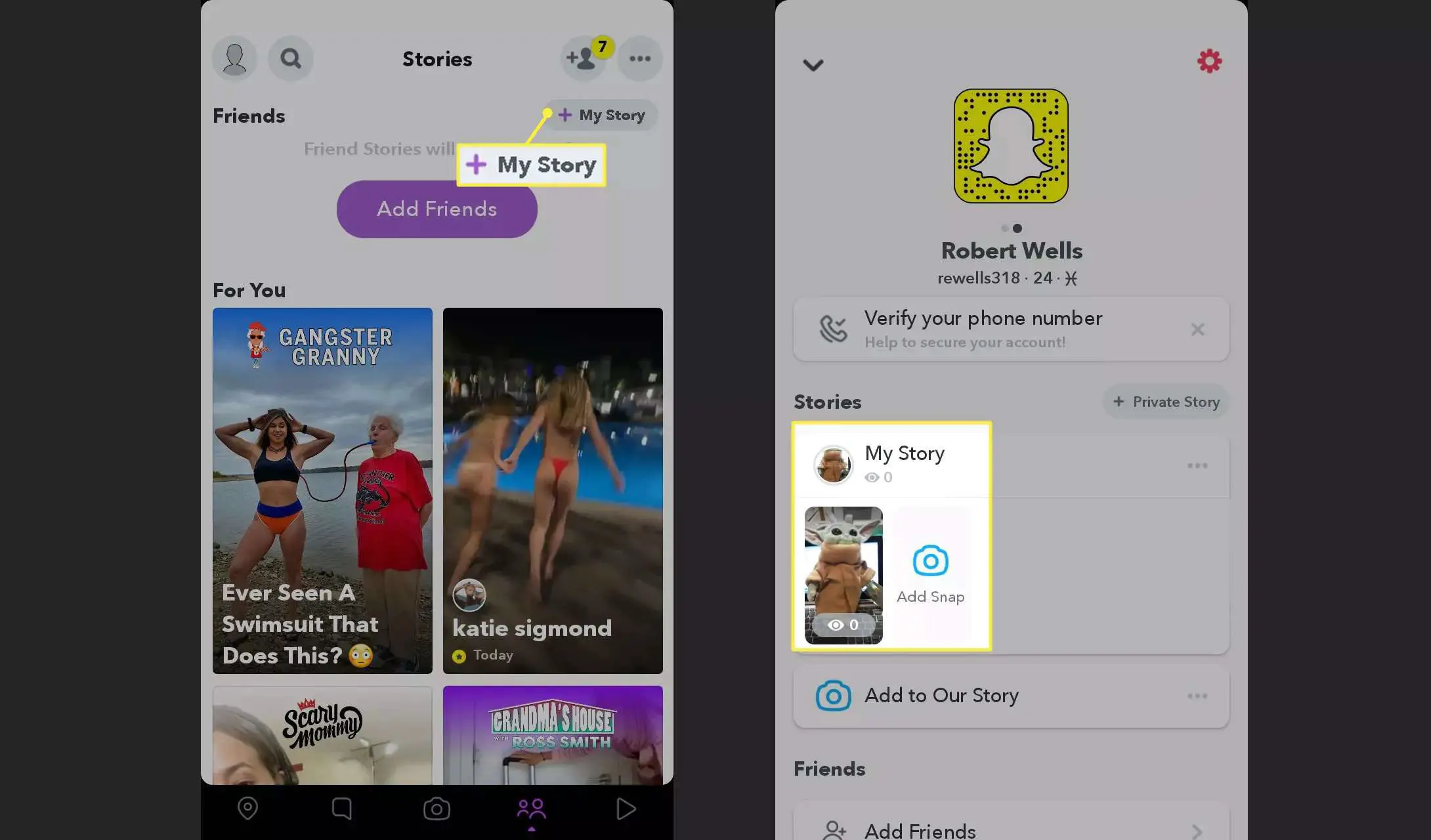 Adicione e veja histórias no Snapchat