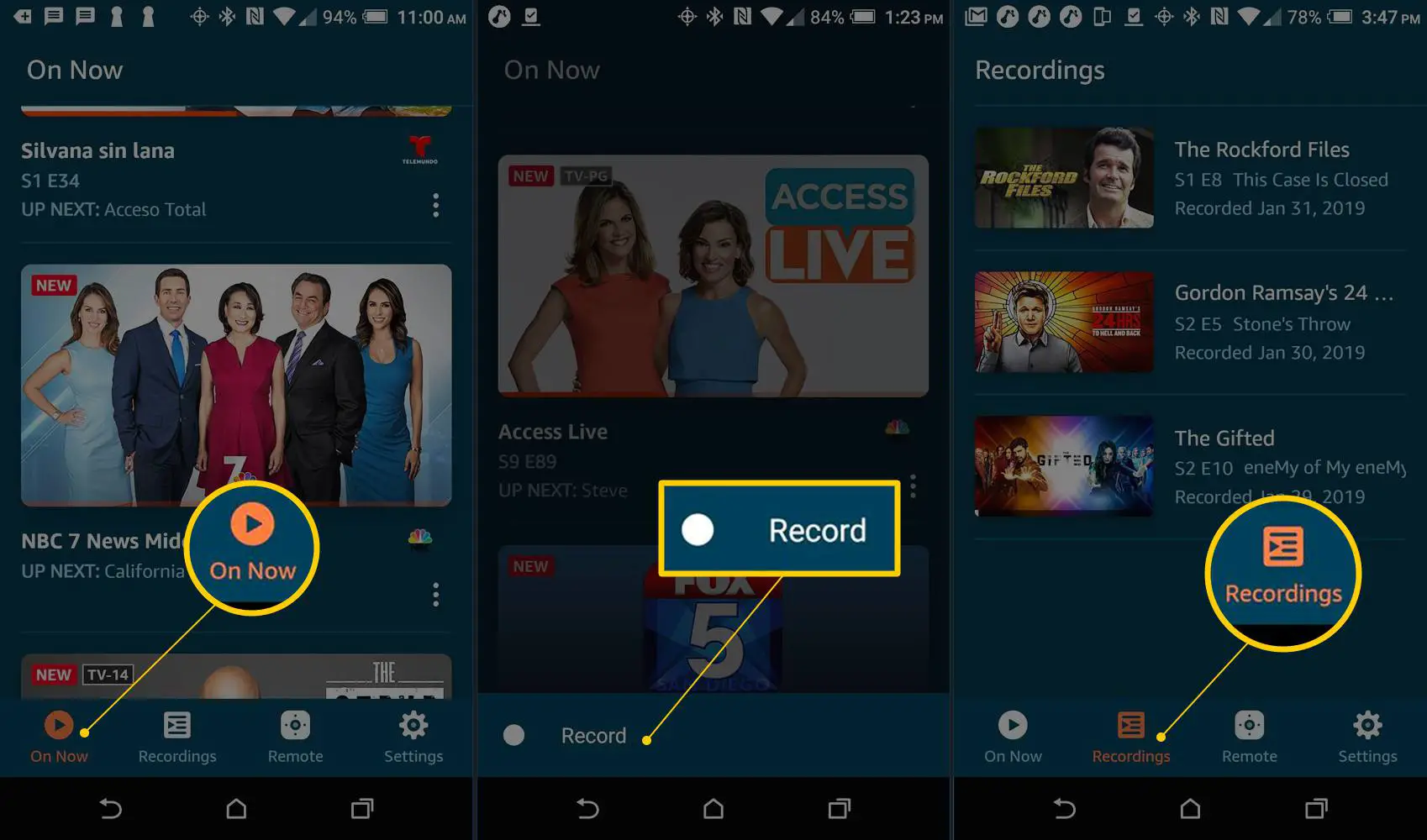 Aplicativo Amazon Fire TV para Android - Fire TV Recast Live or Record