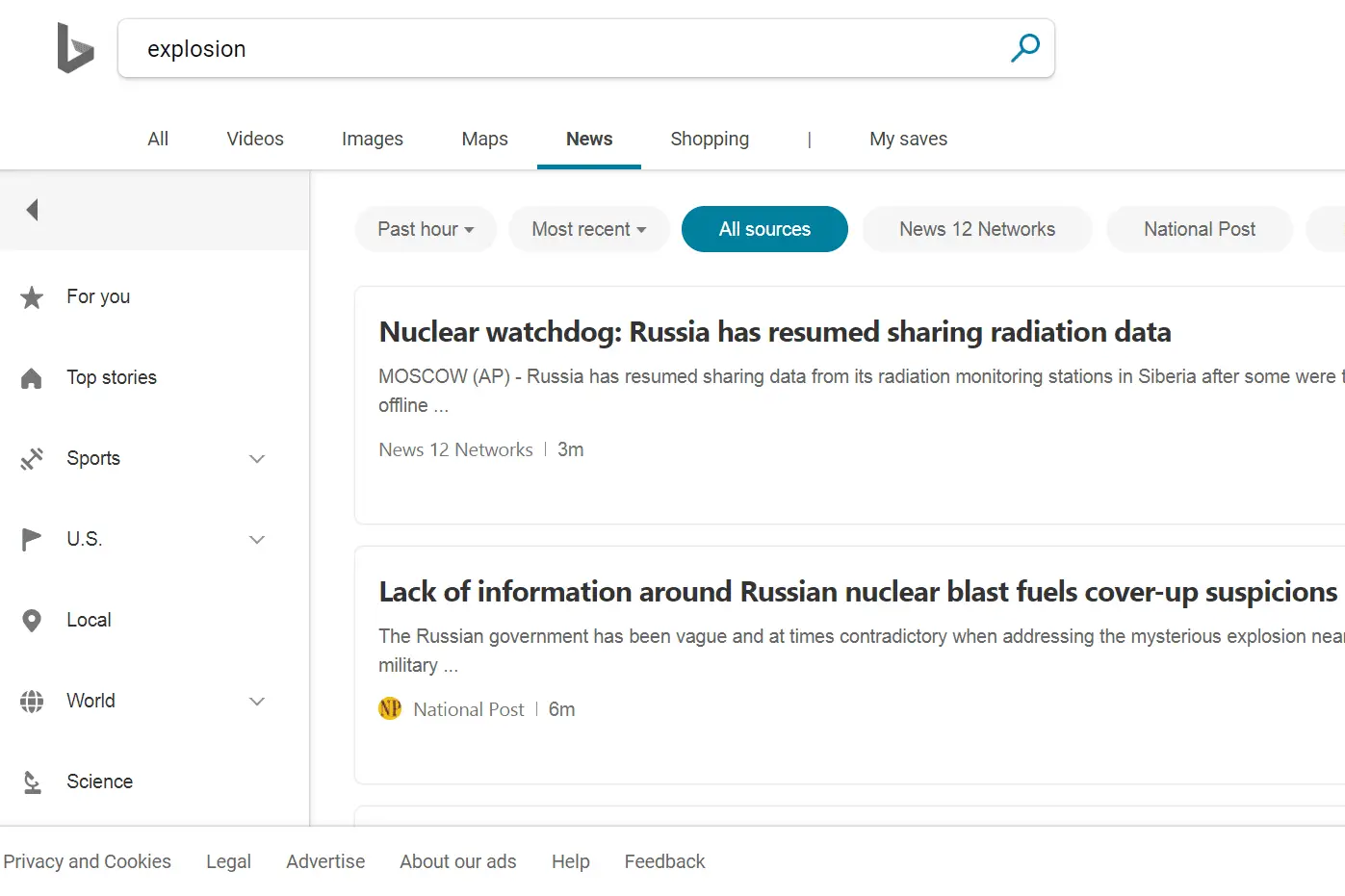 Bing News avança pesquisa