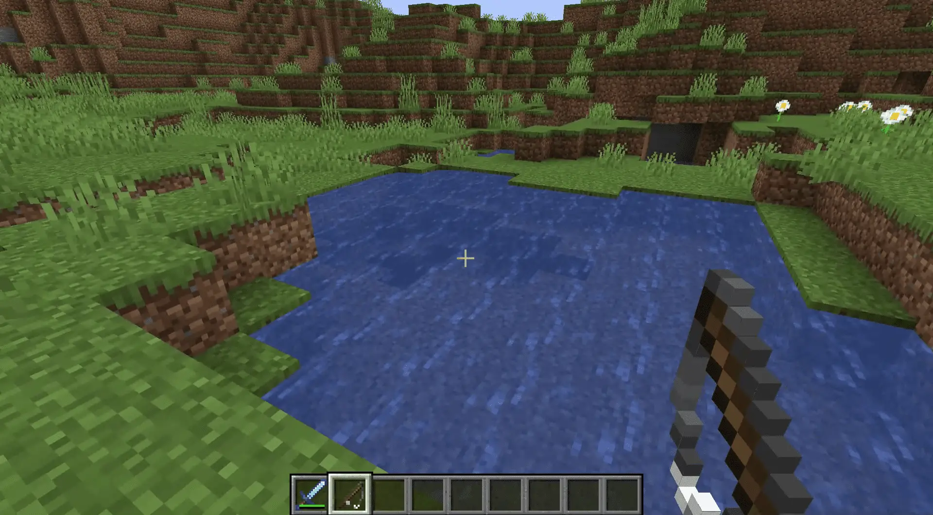 Uma captura de tela de pesca no Minecraft.