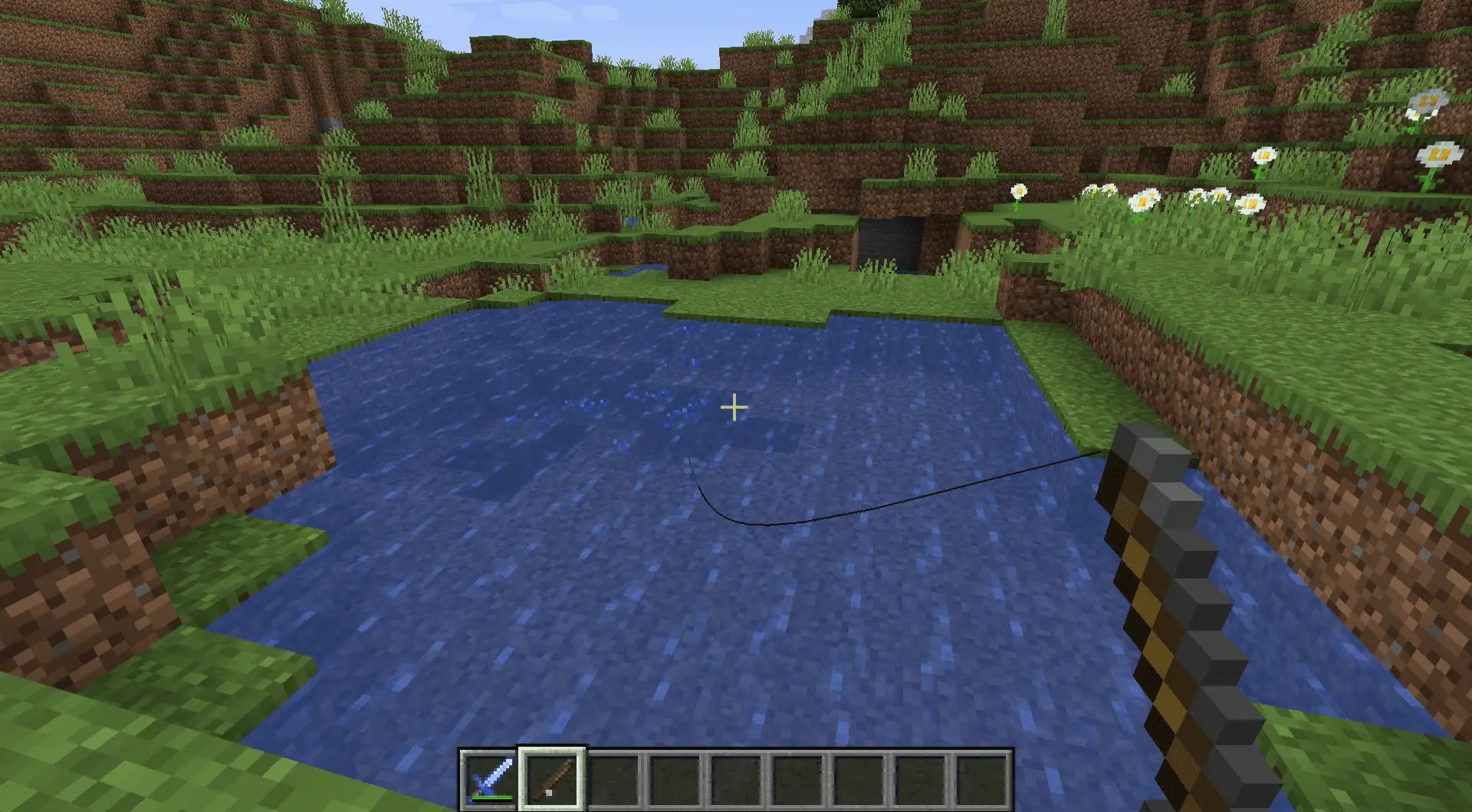 Uma captura de tela de um peixe cambaleando no Minecraft.