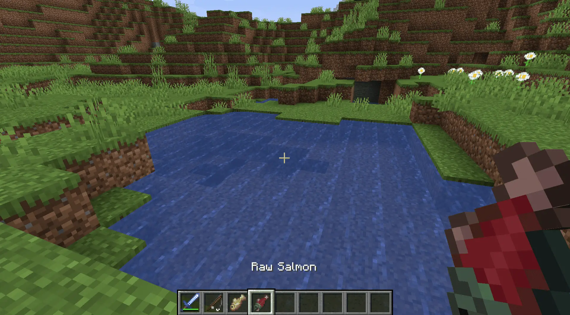 Uma captura de tela de um peixe no Minecraft.