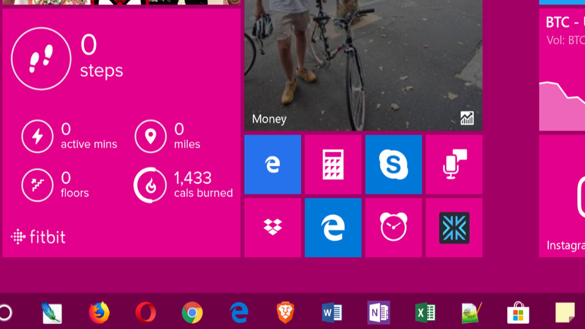 Live Tile do aplicativo Fitbit para Windows 10