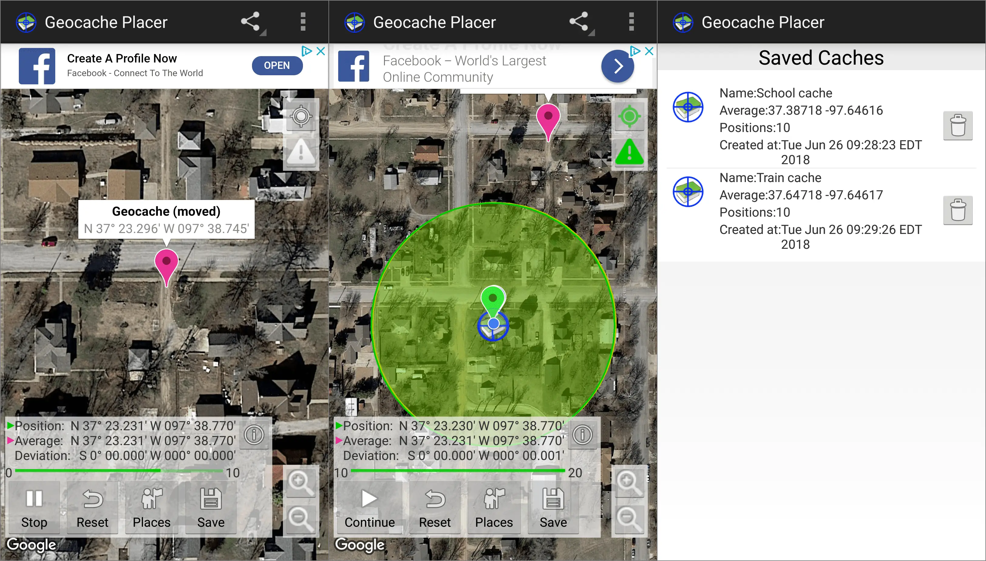 Aplicativo Geocache Placer para Android