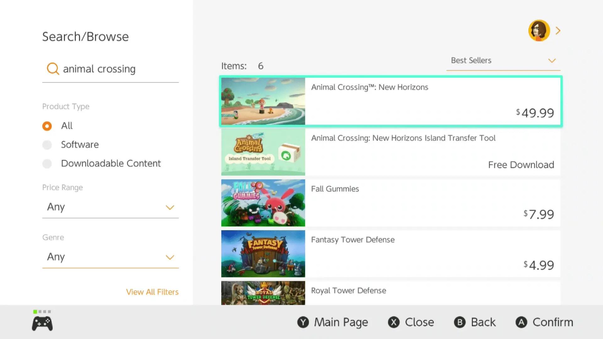 Animal Crossing destacado nos resultados de pesquisa da Nintendo eShop.