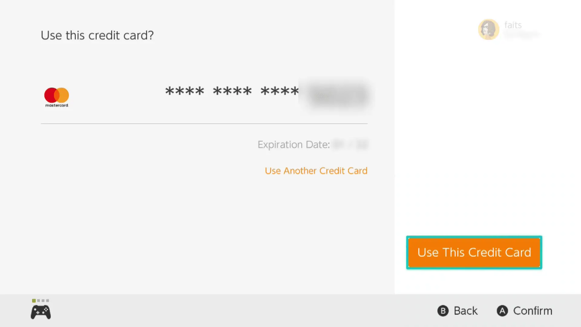 Use o botão Este cartão de crédito destacado no Nintendo eShop.