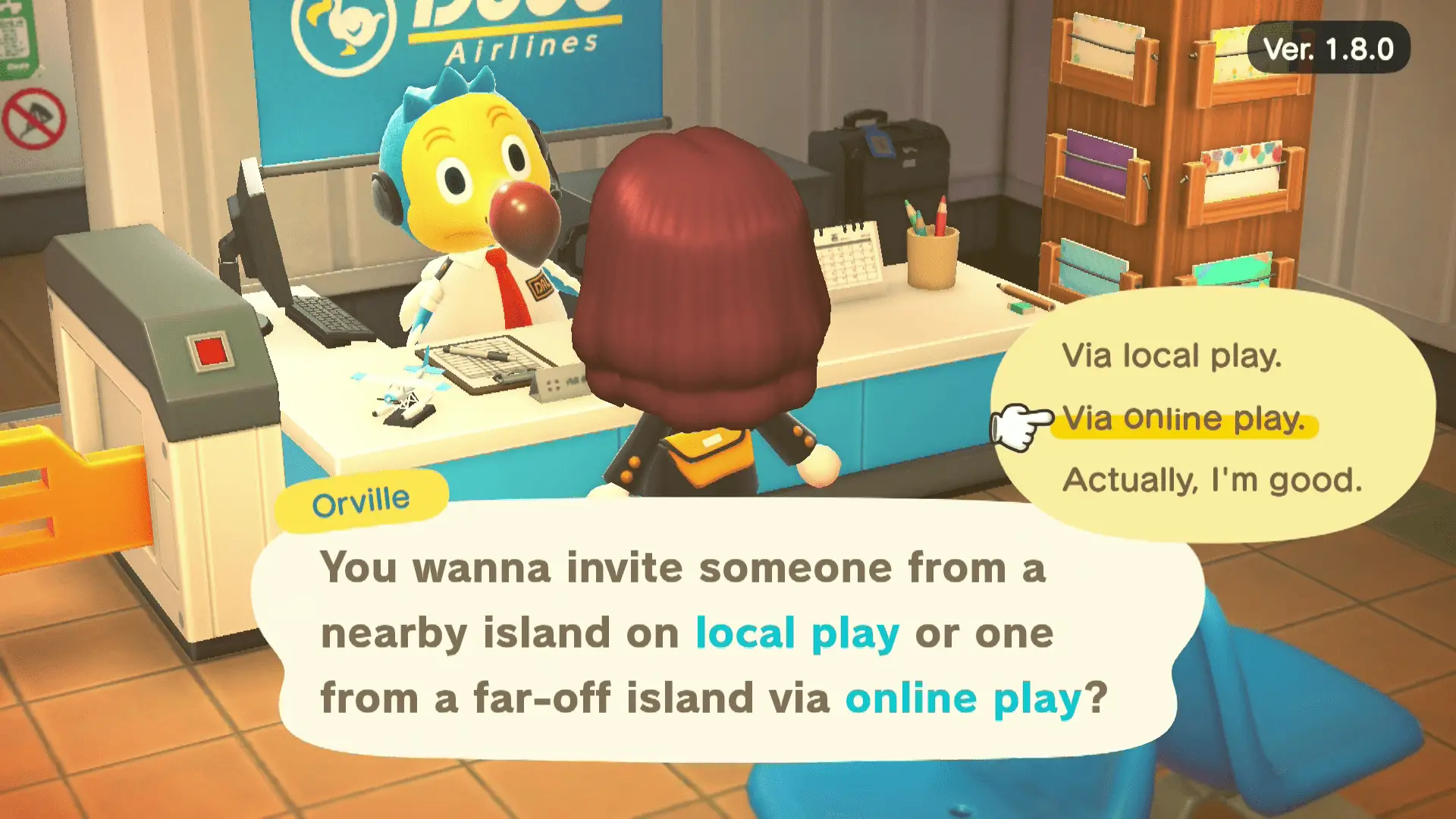Via jogo online selecionado em Animal Crossing.