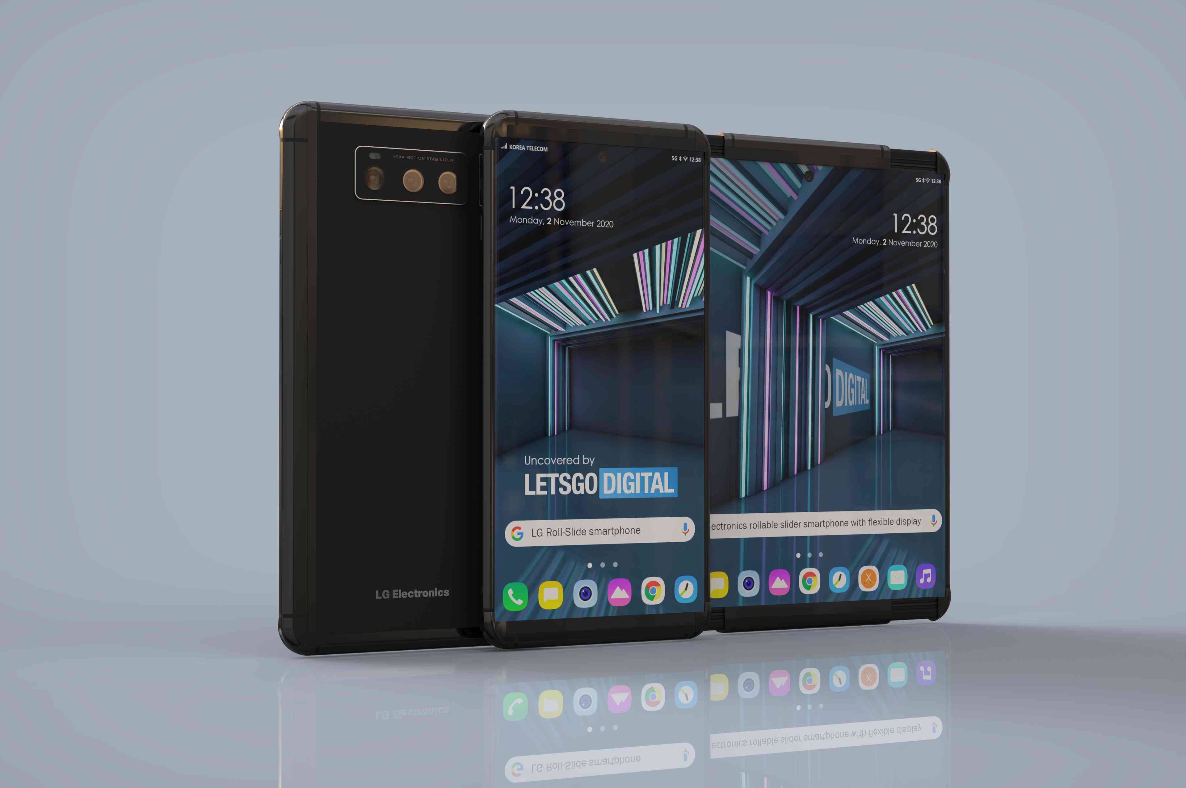 Renderização 3D do telefone LG Slide Out
