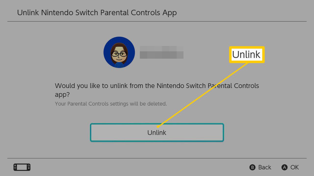 A tela do aplicativo Nintendo Switch Parental Controls