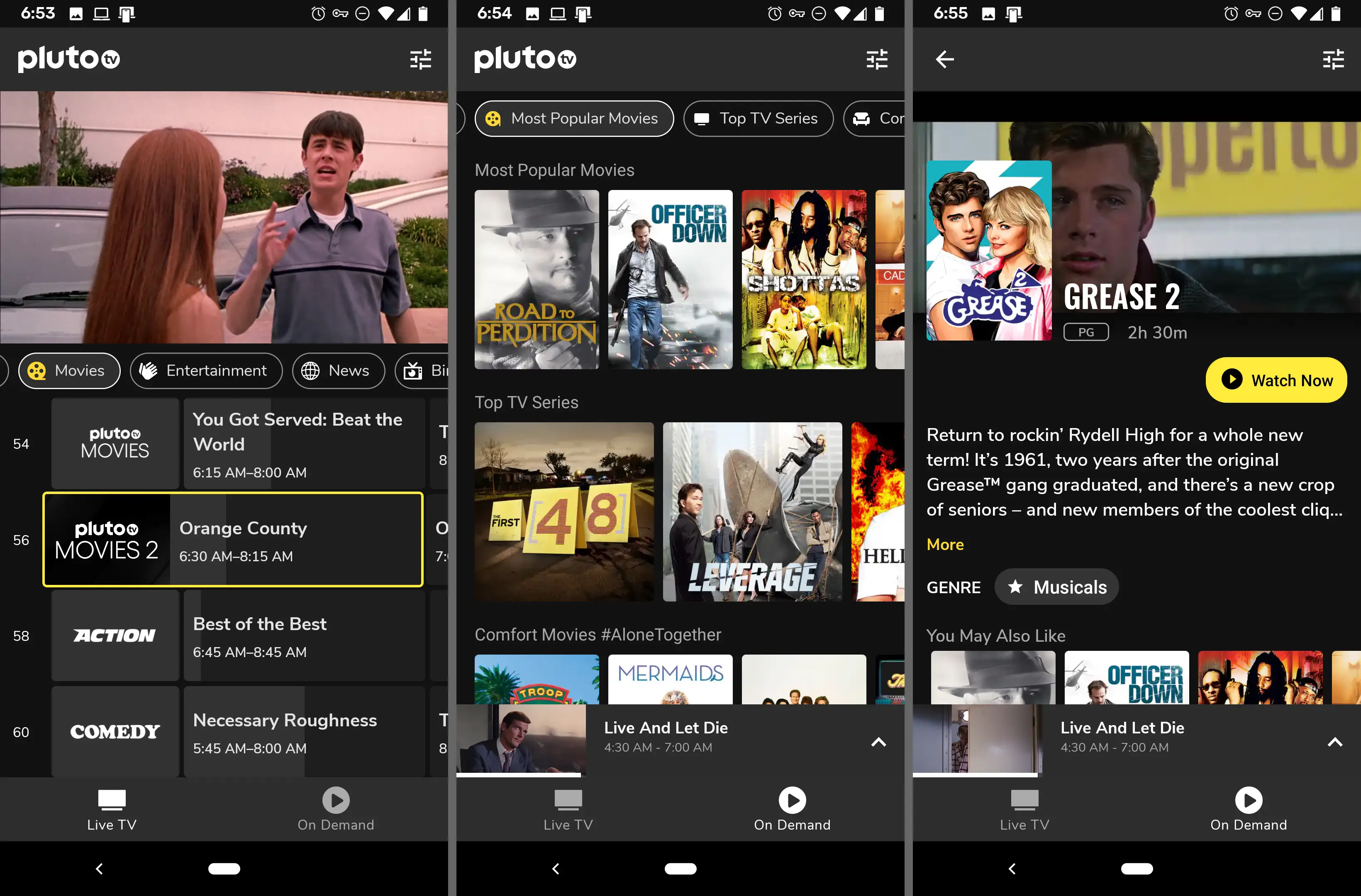 Aplicativo de filmes grátis Pluto TV para Android