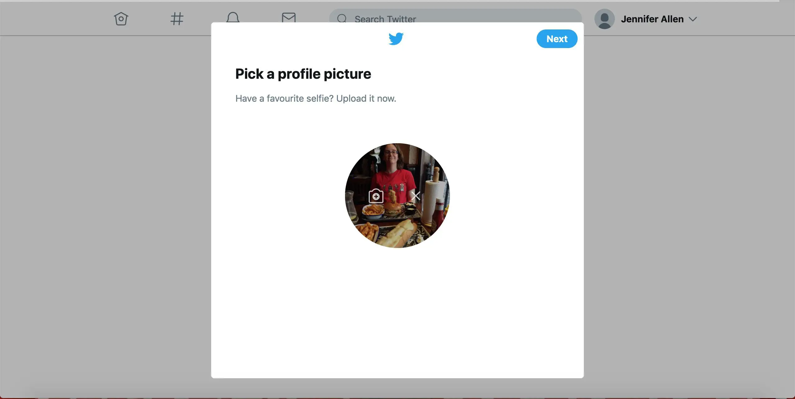 Twitter escolhe uma tela de imagem de perfil