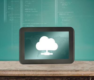Uma imagem de uma nuvem em um computador tablet