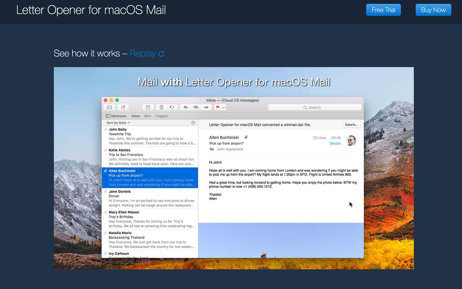 Abridor de cartas para macOS Mail