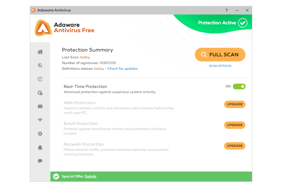 Captura de tela do Adaware Antivirus Free no Windows 10