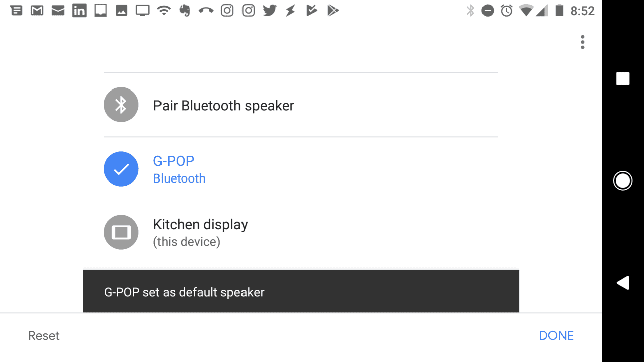 Alto-falante Bluetooth definido como padrão no app Google Home