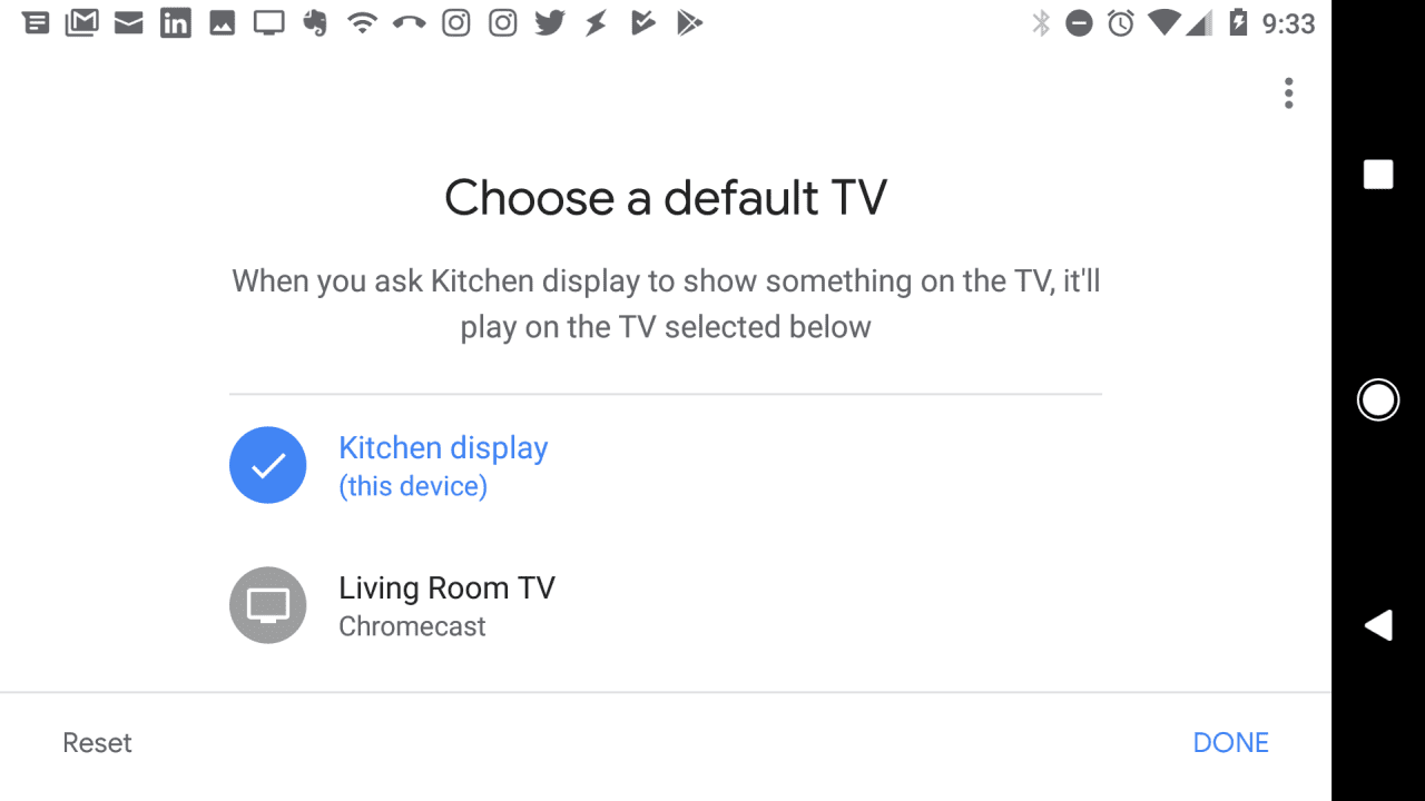 Escolha uma tela de TV padrão nas configurações do app Google Home
