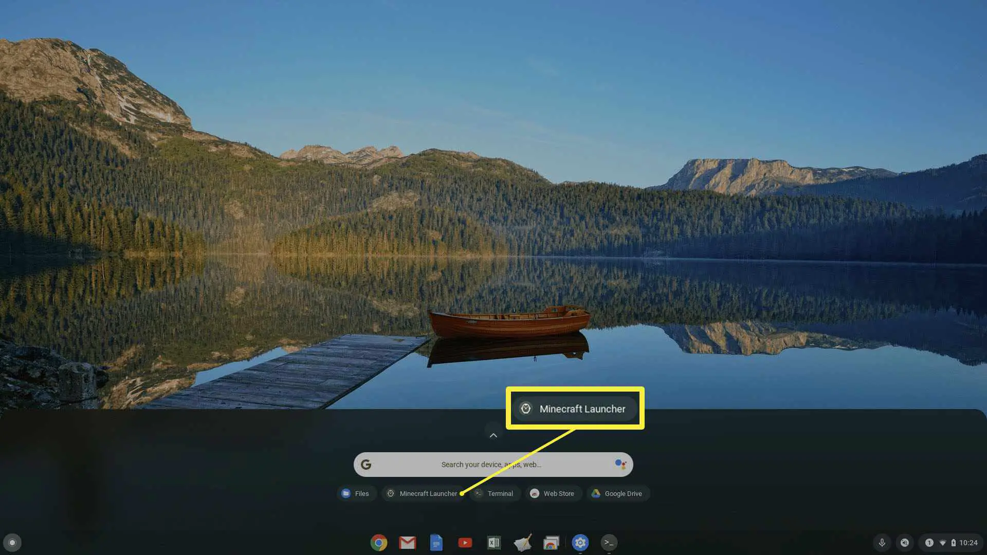 Captura de tela do Minecraft Launcher no Chromebook.