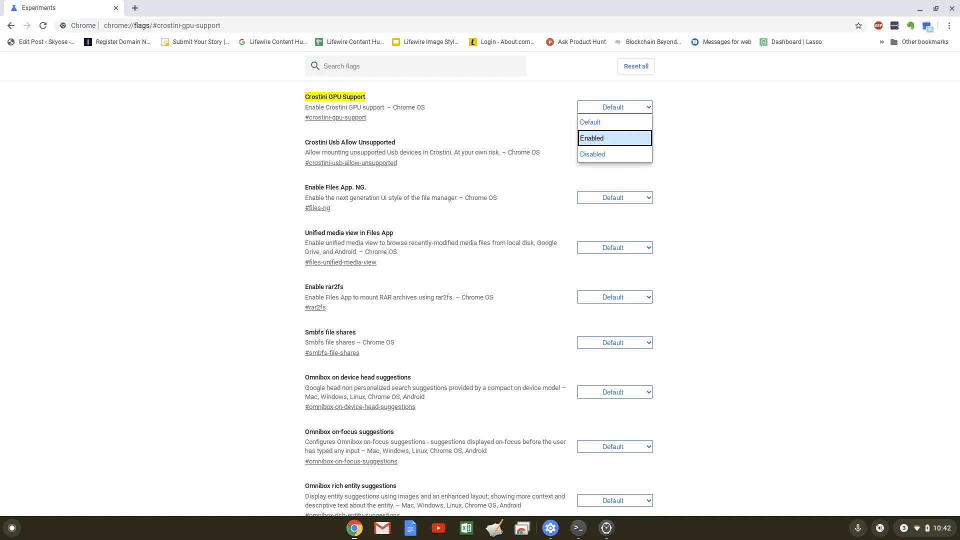 Captura de tela de sinalizadores do Chrome