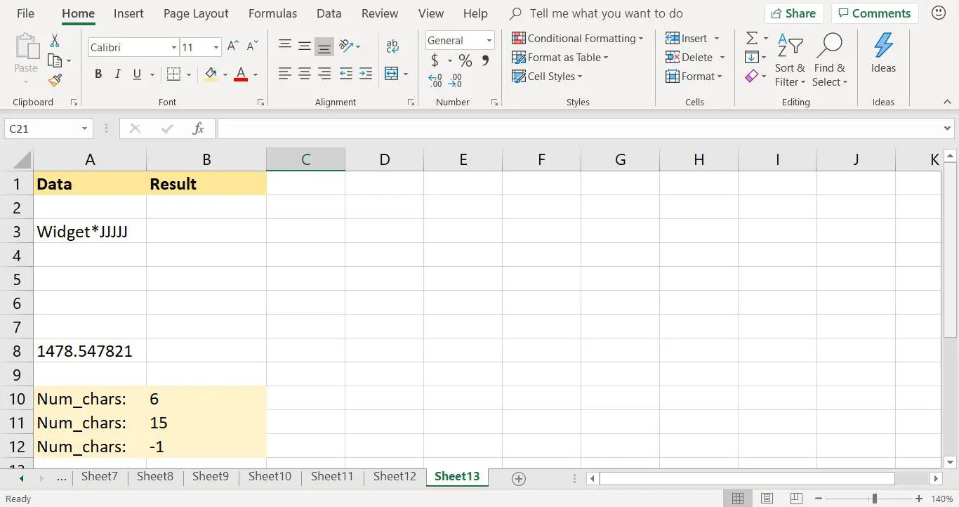 Uma captura de tela dos dados de amostra usados ​​para o tutorial da função ESQUERDA do Excel
