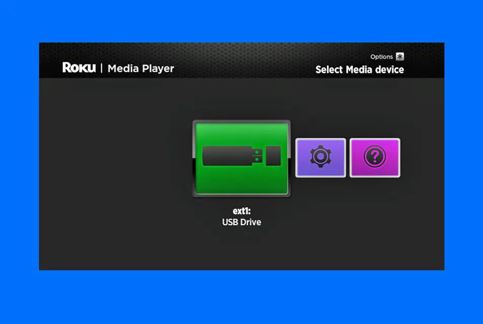 Roku Media Player - Selecione a unidade USB