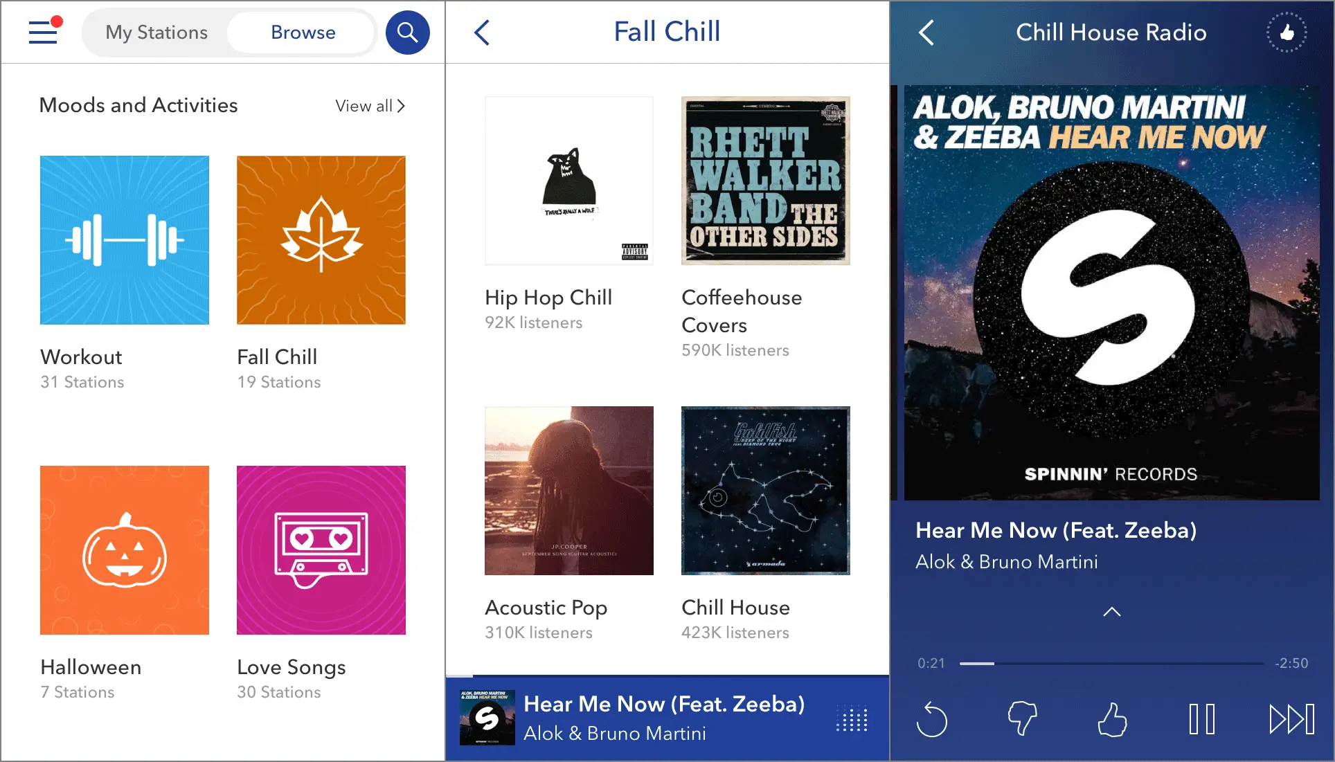 O aplicativo de música Pandora para iPhone