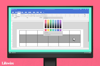 Ilustração animada da alteração das cores das células do Excel