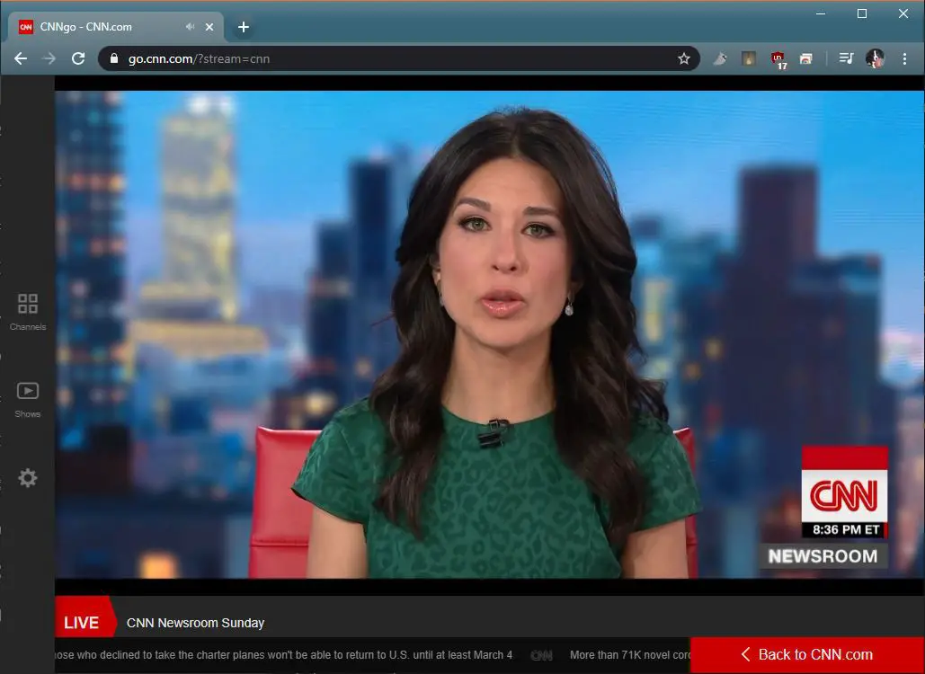 Uma captura de tela do fluxo de notícias da CNN.